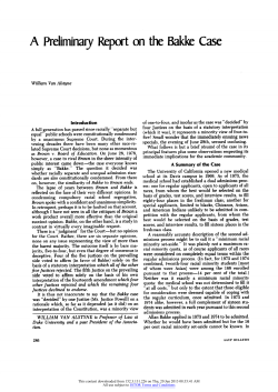 A Preliminary Report on the Bakke Case