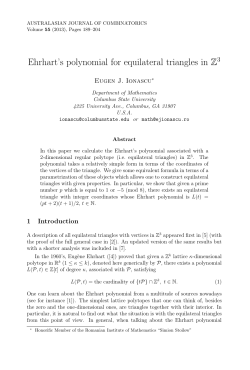 Ehrhart`s polynomial for equilateral triangles in Z3