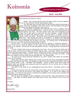 March / June 2009 Koinonia - Episcopal Diocese of West Virginia