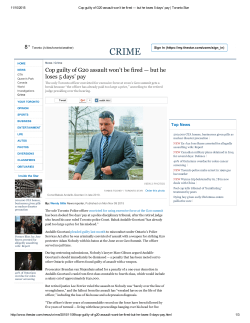 Cop guilty of G20 assault won`t be fired &mdash; but he loses 5 days` pay