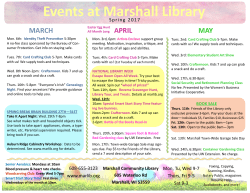 Spring Events Flyer HERE - Marshall Community Library