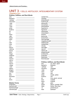 UNIT 3 -CELLS, HISTOLOGY, INTEGUMENTARY SYSTEM