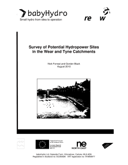 Survey of Potential Hydropower Sites in the Wear and Tyne