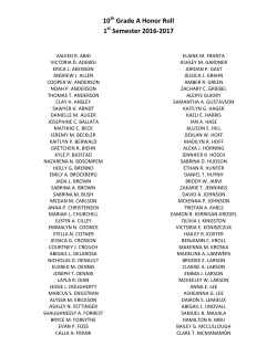 10th Grade A Honor Roll