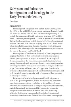 Galveston and Palestine: Immigration and Ideology in the Early