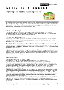Activity Planning - Psychology Consultants