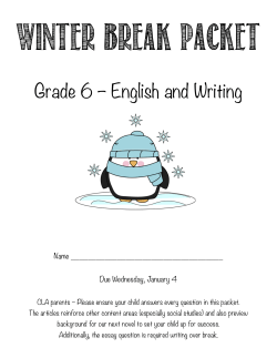 6th Grade English Winter Break Packet
