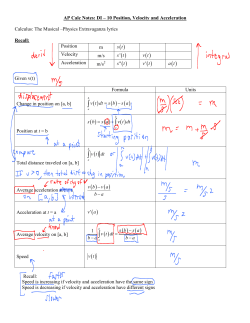 AP Calc Notes: DI – 10 Position, Velocity and Acceleration