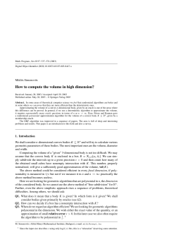 How to compute the volume in high dimension?