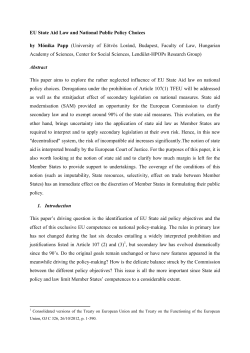 EU State Aid Law and National Public Policy Choices by M&oacute;nika Papp