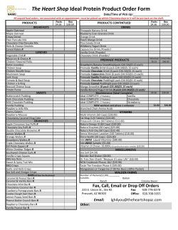 The Heart Shop Ideal Protein Product Order Form