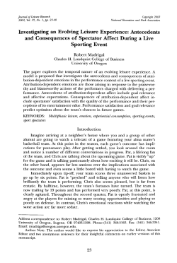 Investigating an Evolving Leisure Experience