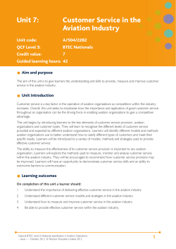 Unit 7: Customer Service in the Aviation Industry - Edexcel