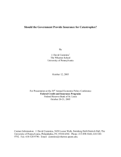Should the Government Provide Insurance For Catastrophes?