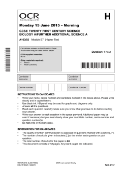 Question paper - Unit A163/02 - Module B7 - Higher tier