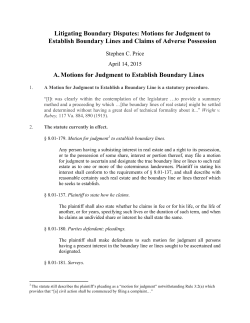 Litigating Boundary Disputes: Motions for Judgment to Establish
