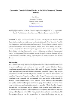 Comparing Populist Political Parties in the Baltic States and Western