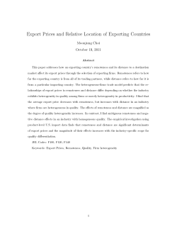 Export Prices and Relative Location of Exporting Countries