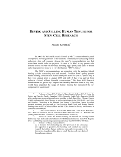 buying and selling human tissues for stem cell research