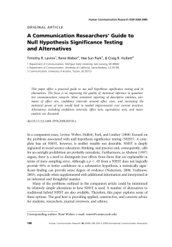 A Communication Researchers` Guide to Null Hypothesis