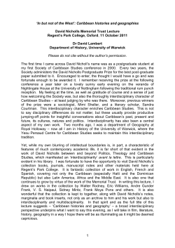 2011 lecture - David Nicholls Memorial Trust