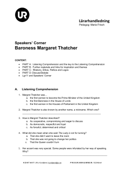 Baroness Margaret Thatcher