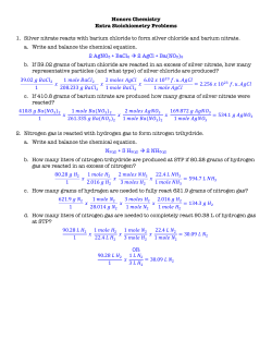Extra Practice - Stoichiometry Answers