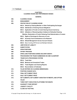 CHAPTER 8 CLEARING HOUSE AND PERFORMANCE BONDS