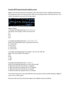 Sample IBEW Apprenticeship Algebra exam