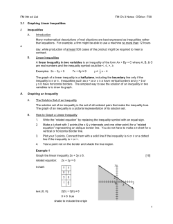 FM 9th ed Lial FM Ch 3 Notes O`Brien F09 1 3.1 Graphing Linear