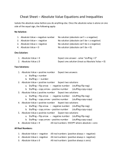 Cheat Sheet &ndash; Absolute Value Equations and Inequalities