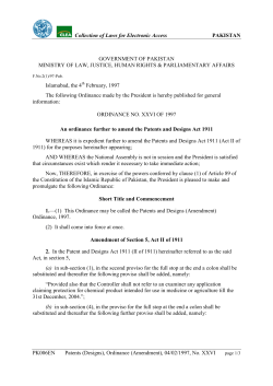 PK006: Patents (Designs), Ordinance (Amendment), 04/02/1997, No