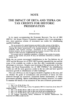 The Impact of ERTA and TEFRA on Tax Credits for Historic