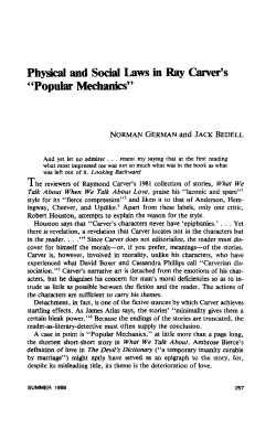 Physical and Social Laws in Ray Carver`s ^`Popular Mechanics"