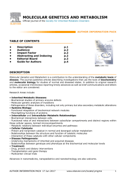 molecular genetics and metabolism