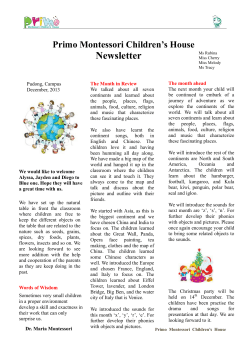 Primo Montessori Children`s House Newsletter