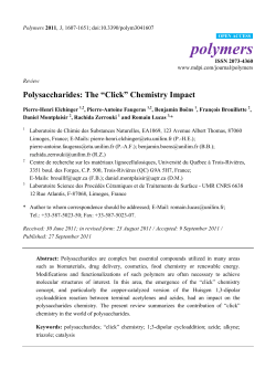 Polysaccharides: The &ldquo;Click&rdquo; Chemistry Impact