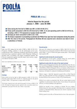 Interim Report Q2 1 Jan-30 Jun 2000