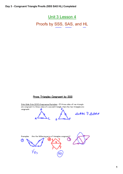 Day 3 - Congruent Triangle Proofs (SSS SAS HL) Completed