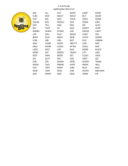 K-2nd Grade Spelling Bee Word List AGE ALL OUT WENT JUMP
