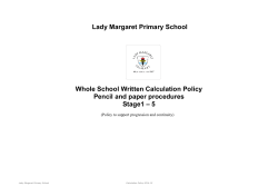 Calculation Policy New - Lady Margaret Primary School