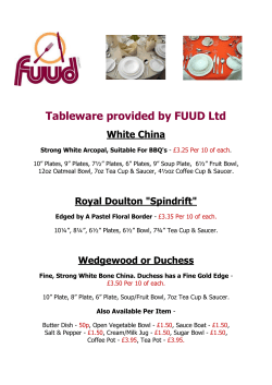 Tableware provided by FUUD Ltd