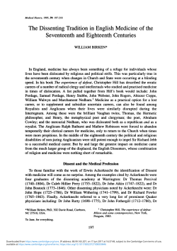 The Dissenting Tradition in English Medicine of the Seventeenth