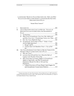 Landowners` Rights in Texas Groundwater