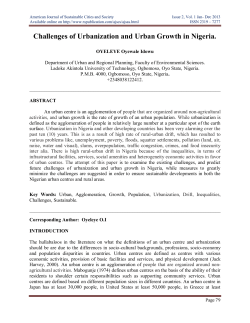 Challenges of Urbanization and Urban Growth in