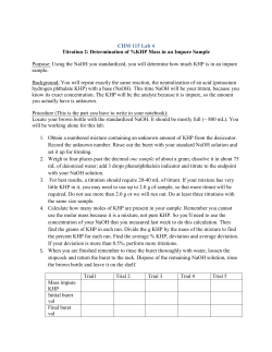 CHM 115 Lab 4 Titration 2: Determination of %KHP Mass in an
