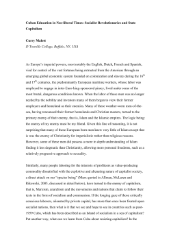 Cuban Education in Neo-liberal Times: Socialist Revolutionaries