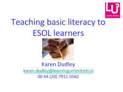 Teaching Basic Literacy to ESOL Learners Session 1