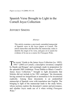 Spanish Verse Brought to Light in the Cornell Joyce Collection