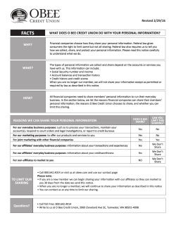 Privacy Policy - O Bee Credit Union